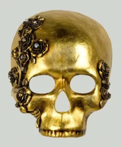 Carta Alta Skull Rose Gold Venetian Handmade Masquerade Mask