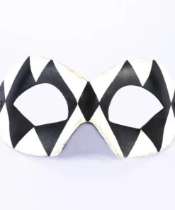 Carta Alta Mens Harlequin Black And White Venetian Masquerade Mask
