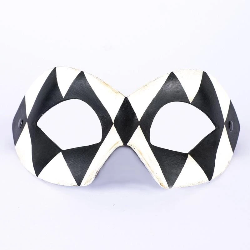 Carta Alta Mens Harlequin Black And White Venetian Masquerade Mask 3 Carta Alta Mens Harlequin Black And White Venetian Masquerade Mask