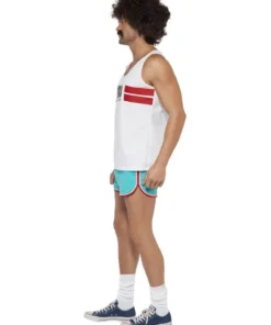 Smiffy's Mens Running 1970's Men's Costume 1980's Fancy Dress Outfit