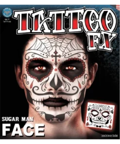 Tinsley Transfers Womens Sugar Man Face Temporary Tattoo