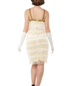 Karnival Costumes Womens 1920s Ivory Flapper Costume For Women