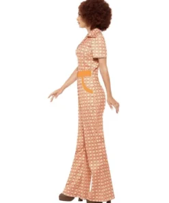 Smiffys Womens 1970s Chic Costume Woman's Orange Jumpsuit