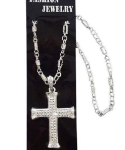 Carnival Products Buy Costumes Rock-star 1980's Silver Cross Necklace