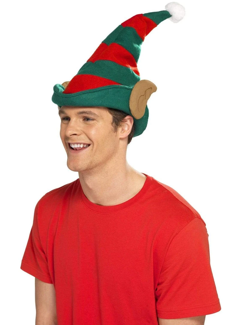 Smiffy's Elf Striped Christmas Hat With Ears Buy Costumes 3 Smiffy's Elf Striped Christmas Hat With Ears Buy Costumes
