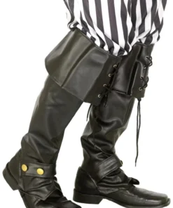 Smiffys Mens Pirate Black Vinyl Accessory Bootcovers For Adults