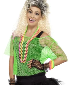 Smiffy's Fishnet 80s Neon Green Costume Top Buy Costumes