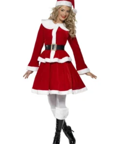 Smiffys Miss Santa Adult Women's Costume With Muff Womens