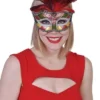 Tomfoolery Womens Masquerade Red Mask With Feathers