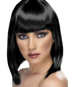 Smiffys Glam Long Bob Black Wig For Adults