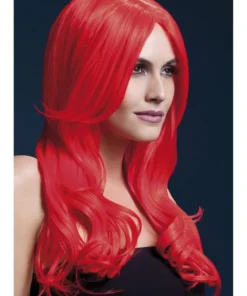 Smiffys Khloe Neon Red Heat Resistant Accessory Wig Womens