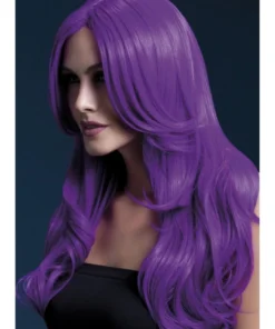 Smiffys Khloe Neon Purple Heat Resistant Accessory Wig Womens