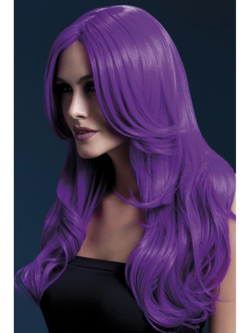 Smiffys Khloe Neon Purple Heat Resistant Accessory Wig Womens 3 Smiffys Khloe Neon Purple Heat Resistant Accessory Wig Womens