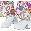 Smiffys Groovy 70s Mens White Platform Shoes