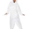 Smiffys Womens White Rabbit Costume Jumpsuit