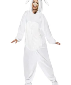 Smiffys Womens White Rabbit Costume Jumpsuit