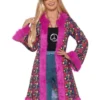 Smiffys Womens 60s Psychedelic Hippie Coat, Pink 1 Smiffys Womens 60s Psychedelic Hippie Coat, Pink