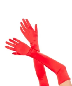 Music Legs Opera Length Gloves Red