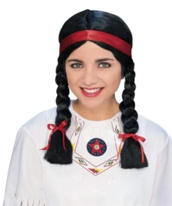Rubies Native American Black Plaited Women's Wig