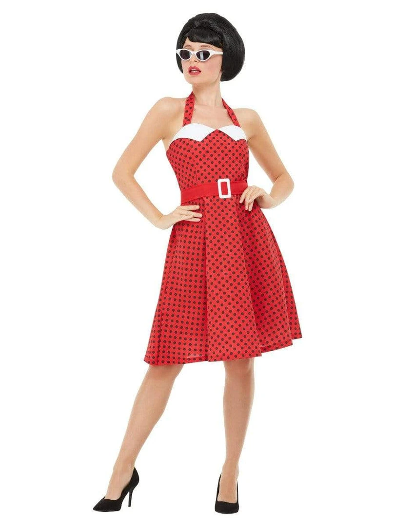 Smiffys Womens Red 1950's Rockabilly Women Costume Dress 3 Smiffys Womens Red 1950's Rockabilly Women Costume Dress