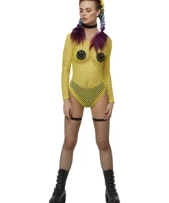 Smiffys Smiley Adult Fishnet Bodysuit Womens