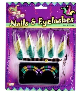 Rubies Mardi Gras Nails And Lashes Accessory Set Womens