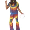 Smiffys 60's Tie Dye Top And Flared Trousers Mens 1 Smiffys 60's Tie Dye Top And Flared Trousers Mens