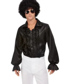 Smiffy's Buy Costumes 60's 70's Black Ruffled Shirt