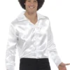 Smiffy's Disco 60s 70s Groovy Mens White Satin Shirt