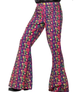 Smiffy's Psychedelic CND 60s 70s Peace Sign Hippie Mens Flares