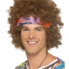 Smiffy's Mens Afro 60s Hippie Brown Wig