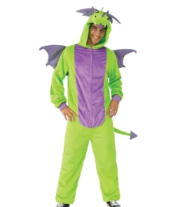 Rubies Dragon Green Furry Onesie Costume For Adults Womens