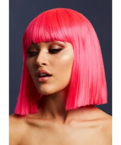 Smiffys Womens Lola Neon Pink Heat Resistant Accessory Wig