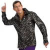 Rubie's 70s Disco Shirt Black With Silver Stars Mens 1 Rubie's 70s Disco Shirt Black With Silver Stars Mens