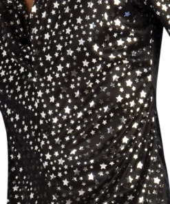 Rubie's 70s Disco Shirt Black With Silver Stars Mens