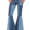 Smiffy's Patchwork 70s Deluxe Double Denim Ladies Flares