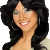 Smiffy's Farrah Flick 70s Disco Layered Wavy Black Wig