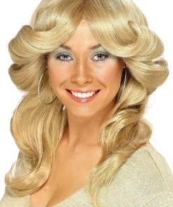 Smiffy's Womens Farrah 70s Disco Flick Layered Wavy Strawberry Blonde Wig