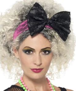 Smiffy's Womens Popstar 80s Lace Bow Headband