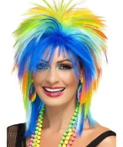 Smiffy's Womens Punk 80s Rainbow Mullet Wig