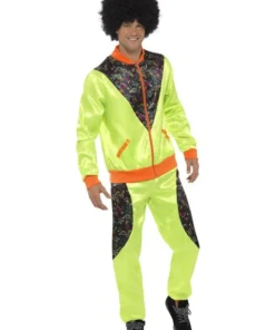 Smiffy's Retro 80s Fluoro Mens Breakdance Tracksuit Costume