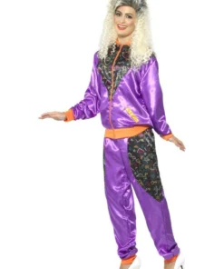 Smiffy's Retro 80s Fluoro Womens Breakdance Tracksuit Costume