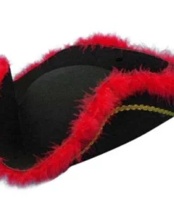 Carnival Products Pirate Black Hat With Red Fur Trim Womens