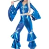 Smiffy's Womens Disco Ladies 1970's Flares Blue Rock-star Fancy Dress Costume