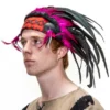 Interalia Womens Indian Native American Headdress With Red And Black Feathers