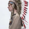Interalia Womens Indian Authentic Native American Headdress With Red Feathers