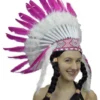 Interalia Authentic American Native Indian Headdress With White & Pink Feathers