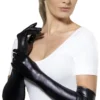 Smiffys Black Long Gloves Wet Look Womens