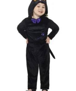 Smiffy's Black Cat Hooded Jumpsuit Toddler Halloween Costume
