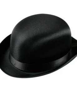 Carnival Products Mens Bowler Black Satin Costume Hat Deluxe Fancy Dress Quality